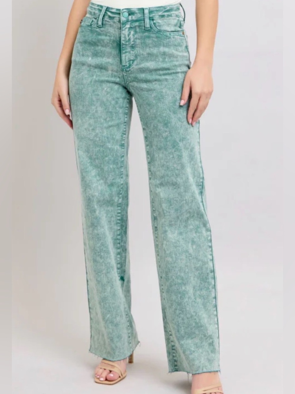 Judy Blue Dad Jeans blue sea green straight relaxed leg